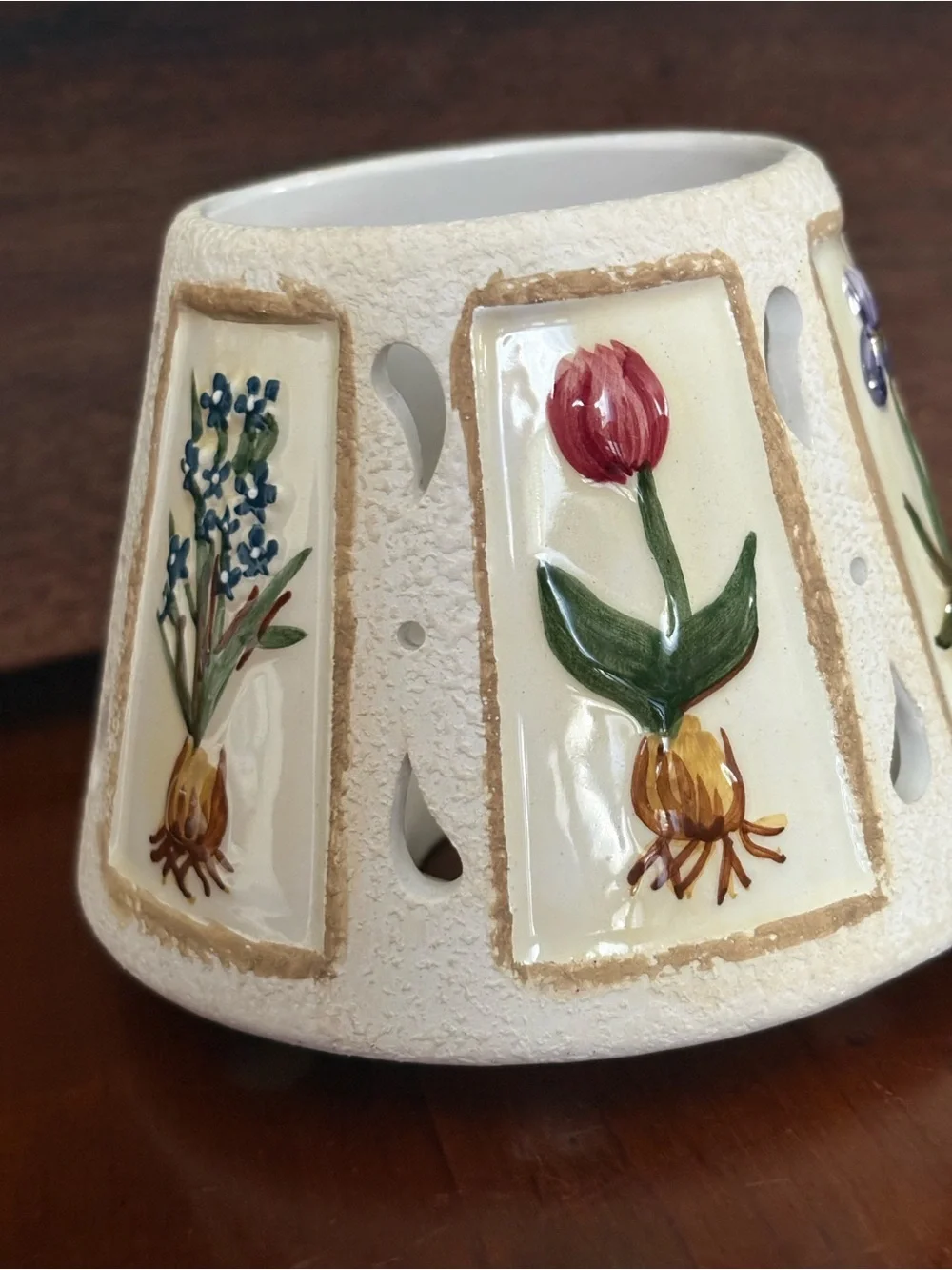 Yankee Candle Floral Ceramic Candle Shade - Cream with Multicolor Flowers